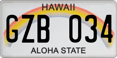 HI license plate GZB034