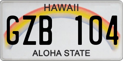 HI license plate GZB104