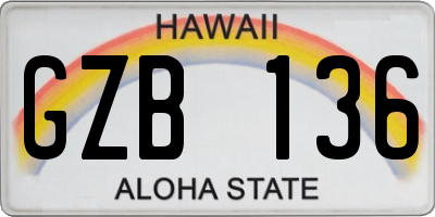 HI license plate GZB136