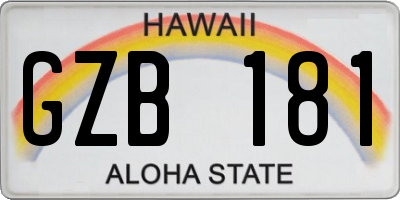 HI license plate GZB181