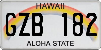 HI license plate GZB182