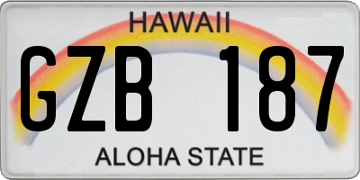 HI license plate GZB187