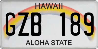 HI license plate GZB189