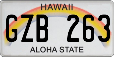 HI license plate GZB263