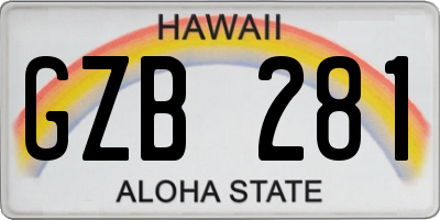 HI license plate GZB281
