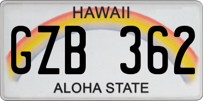 HI license plate GZB362