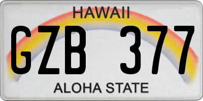 HI license plate GZB377