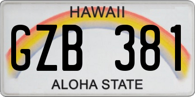 HI license plate GZB381
