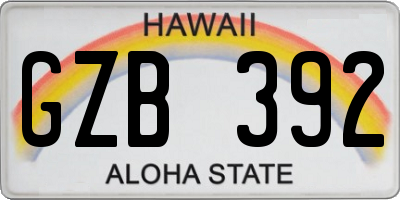 HI license plate GZB392