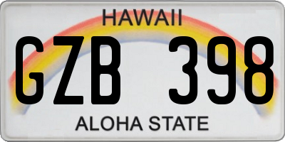 HI license plate GZB398