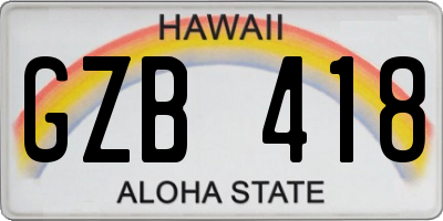 HI license plate GZB418