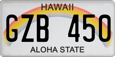 HI license plate GZB450