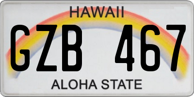 HI license plate GZB467