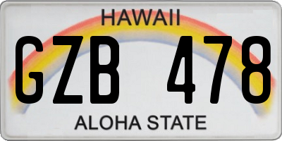 HI license plate GZB478