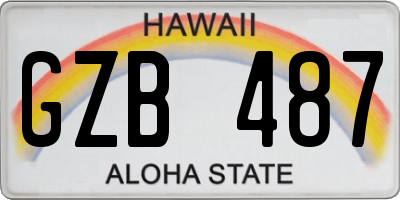 HI license plate GZB487