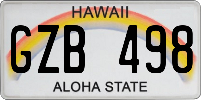 HI license plate GZB498