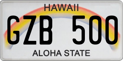 HI license plate GZB500