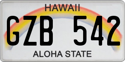 HI license plate GZB542