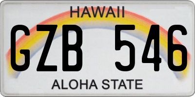 HI license plate GZB546