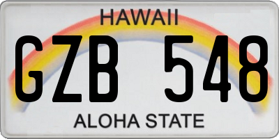 HI license plate GZB548