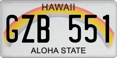 HI license plate GZB551