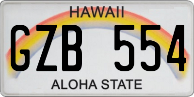 HI license plate GZB554