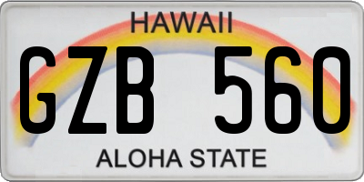 HI license plate GZB560