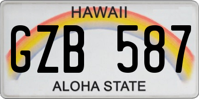 HI license plate GZB587