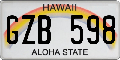 HI license plate GZB598