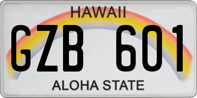 HI license plate GZB601