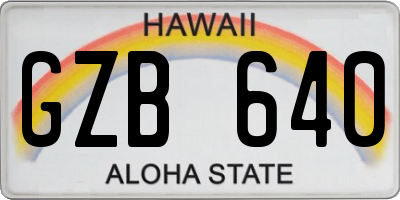 HI license plate GZB640