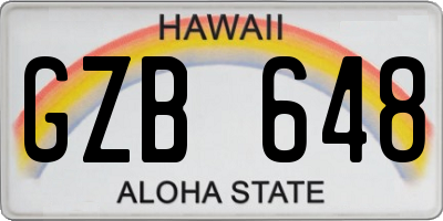 HI license plate GZB648