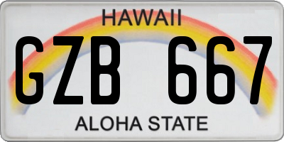 HI license plate GZB667