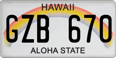 HI license plate GZB670