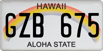 HI license plate GZB675