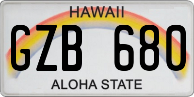 HI license plate GZB680
