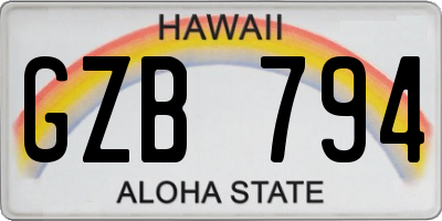 HI license plate GZB794