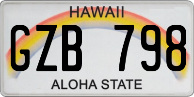 HI license plate GZB798