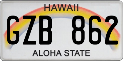 HI license plate GZB862