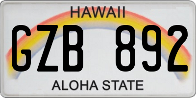 HI license plate GZB892