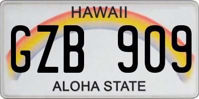 HI license plate GZB909