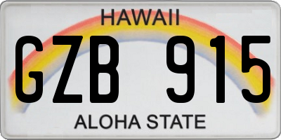 HI license plate GZB915