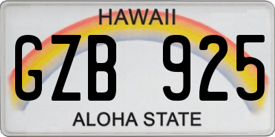 HI license plate GZB925