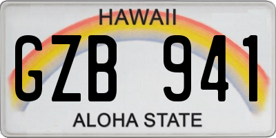 HI license plate GZB941