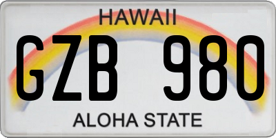 HI license plate GZB980