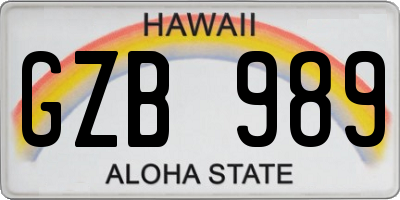 HI license plate GZB989