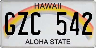 HI license plate GZC542