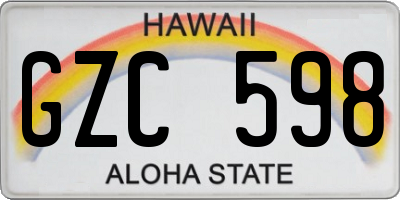HI license plate GZC598