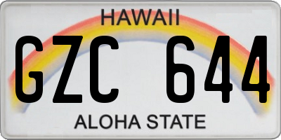 HI license plate GZC644