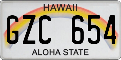 HI license plate GZC654